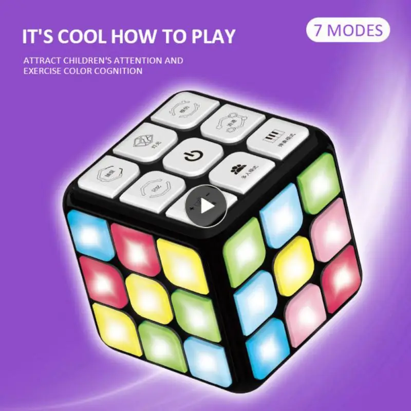 

7 Functions Fingers Cube Toy 9 Keys With Light Music Electronic Cube Brain Game Multifunctional Video Game Cube Portable