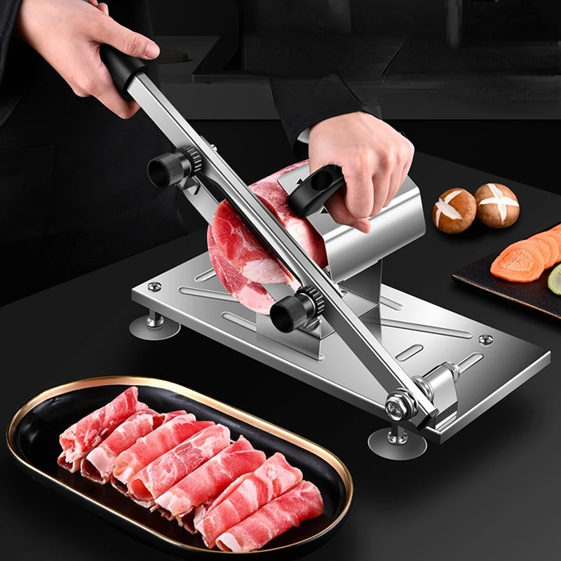 

Manual Freeze Meat Slicer Machine for Fish Lamb Chicken Beef Roll Hard Vegetables Fruit Cutter Stainless Steel Food Processor