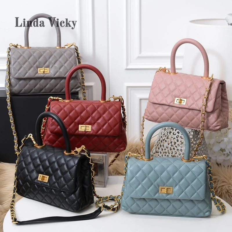 

Сумка из 2022 натуральной кожи, модная роскошная сумка через плечо, Женский клетчатый кошелек высокого качества, классические сумки через пле...