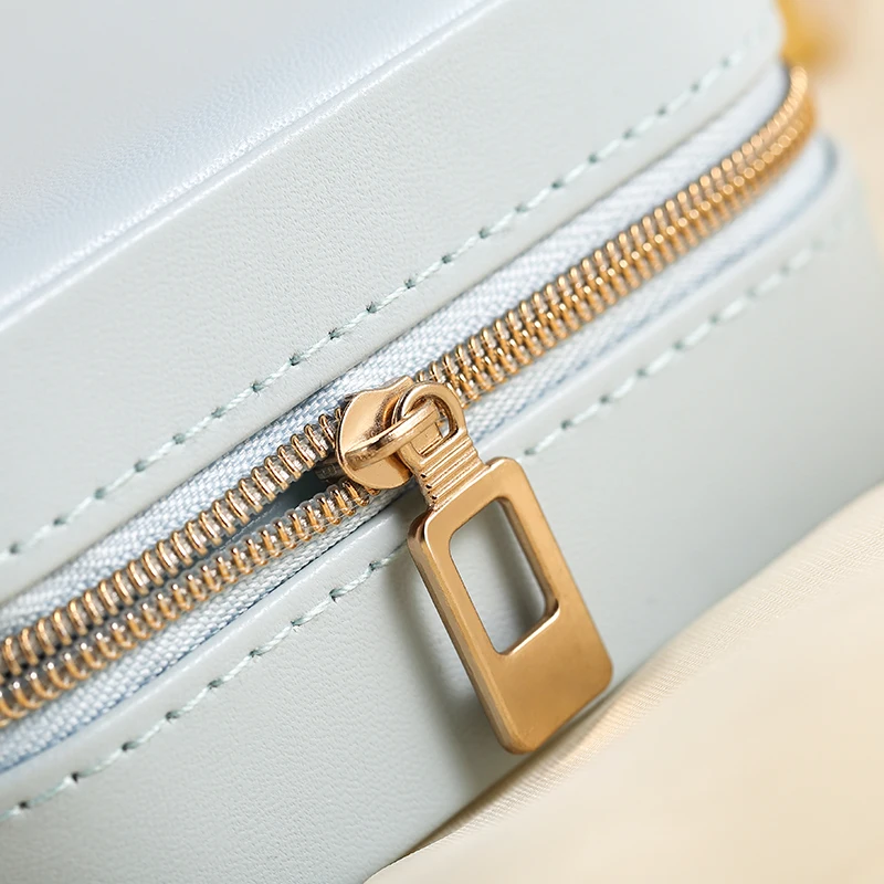 Portable Jewelry Box Zipper Leather Storage Organizer Jewelry Holder Packaging Display Travel Jewelry Case Gift Boxes for Women