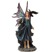 magic fairy statue with crow faery garden 13 5 tall butterfly resin collectionble figurine fairies giftware decoration art