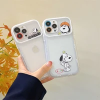 anime cartoon snoopy creative window phone cases for iphone 13 12 11 pro max xr xs max x couple transparent soft silicone cover
