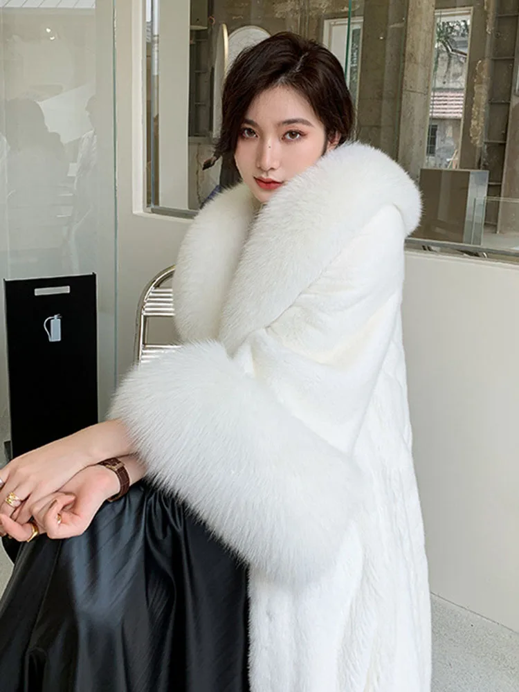 Plush Coat Woman Faux Fox Fur Y2k Jacket Winter Coats 2022 Warm Long Elegant European and American Fashion Fluffy Teddy Clothing