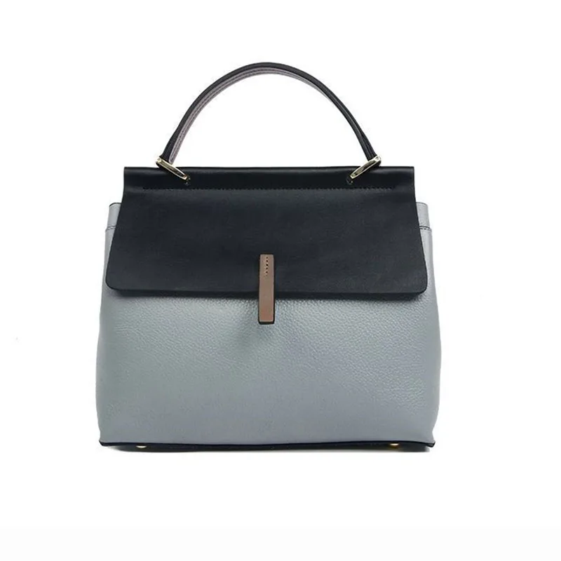 LOERSS Women's Genuine Leather Handbags High Quality Solid Color Crossbody Office Shopping Commute Larger Capacity Purse Bag