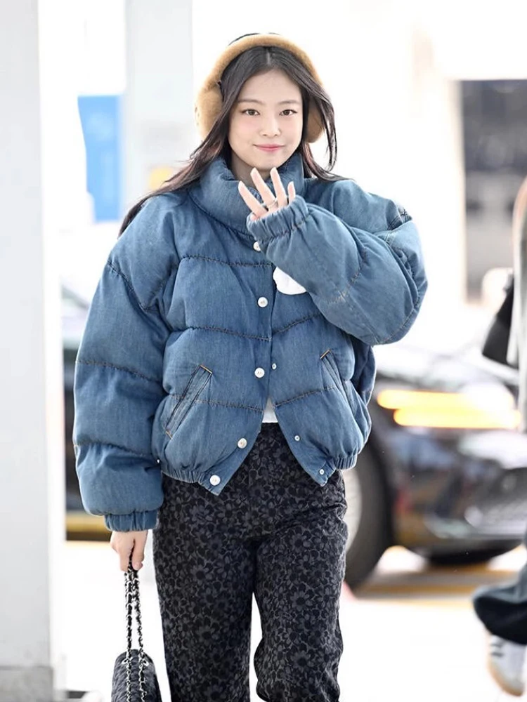 Jin Zhini Jennje Same Sle Синяя джинсовая куртка на хлопковой подкладке Верхняя одежда