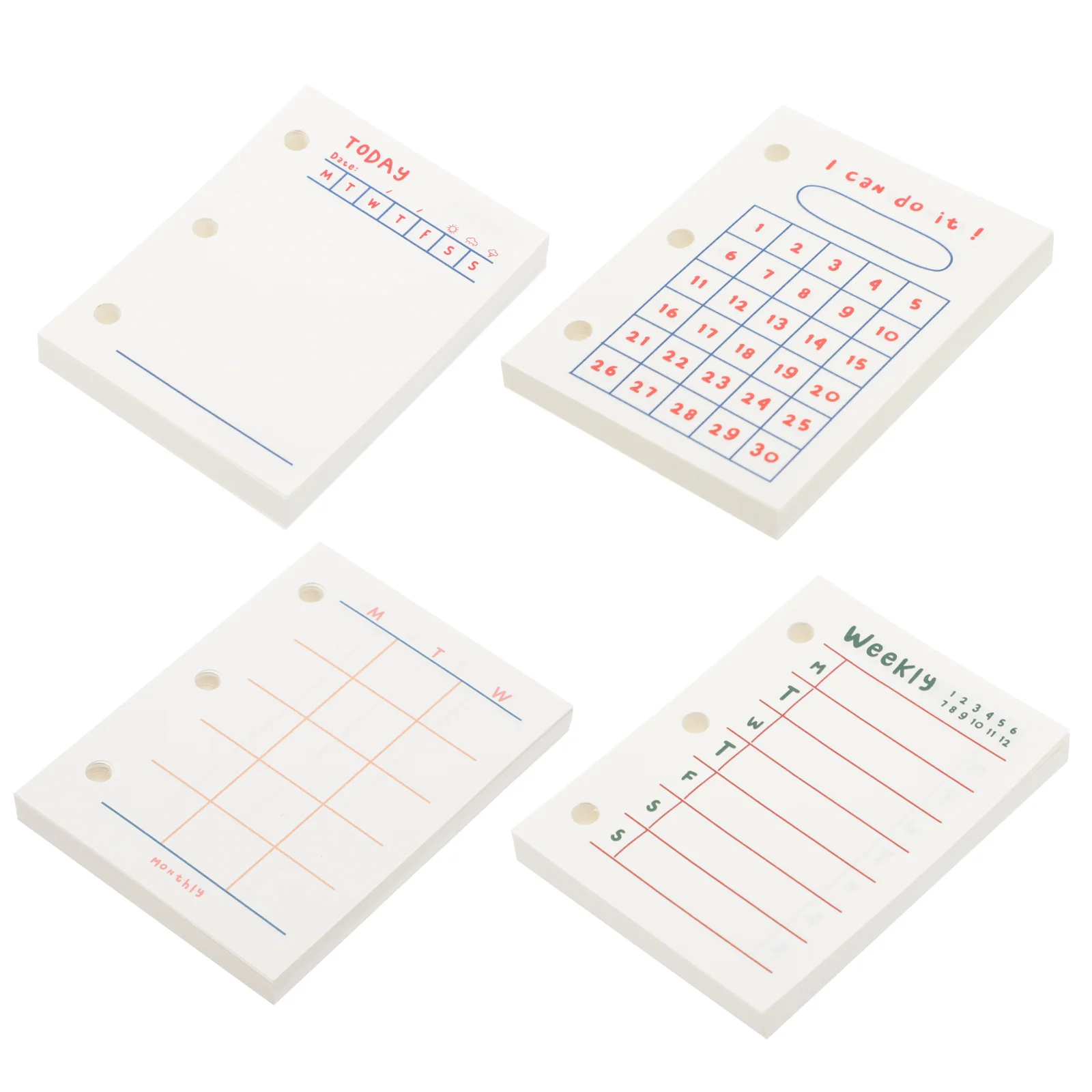 

4 Pcs Plan Book Notepad Papers Hole Planner Pocket Replace Refill Loose Leaf Notebook Cr books