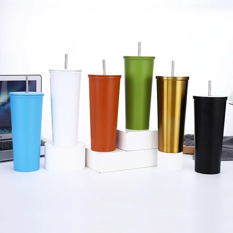 

24oz Simple Modern Insulated Tumbler Tea Cup With Straw Lid Stainless Steel Water Bottle Iced Coffee Travel Thermo Mug Thermocup
