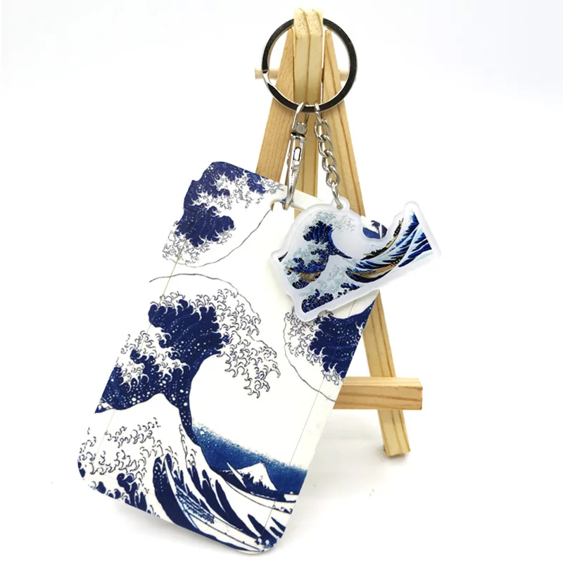 

Kanagawa Hokusai ВОЛНА ЗМЕЯ Двусторонняя прозрачная анимация мультфильм брелок креативный телефон подарок периферийное кольцо кулон
