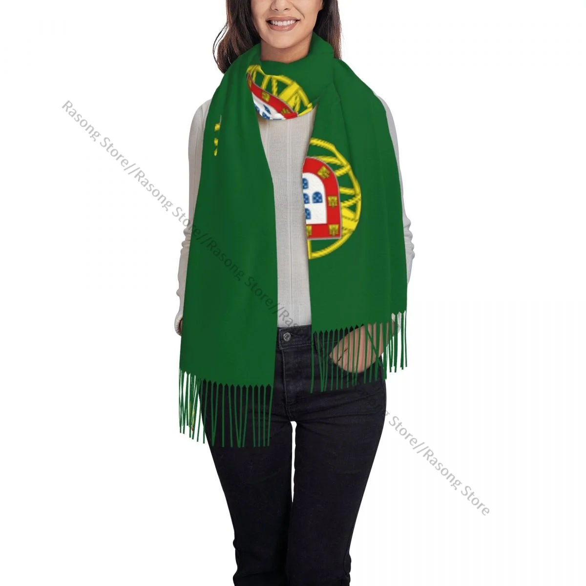 Шарф с кисточками большой размер 196*68 см зимняя теплая шаль из пашмины буфанда