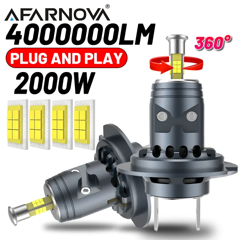 

2000 Вт H7 Светодиодная лампа 360 3D Светодиодная фара 4-сторонняя 1:1, Plug and Play для Moto Thin 9288 CSP Turbo Canbus без ошибок 6000K 12V Super