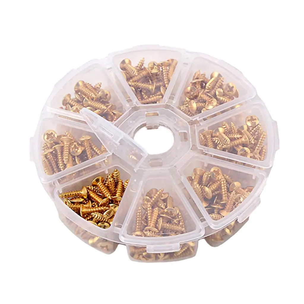 

400 Pack Guitar Bass Pickguard Backplate Jack Plate Screws Golden 3mm