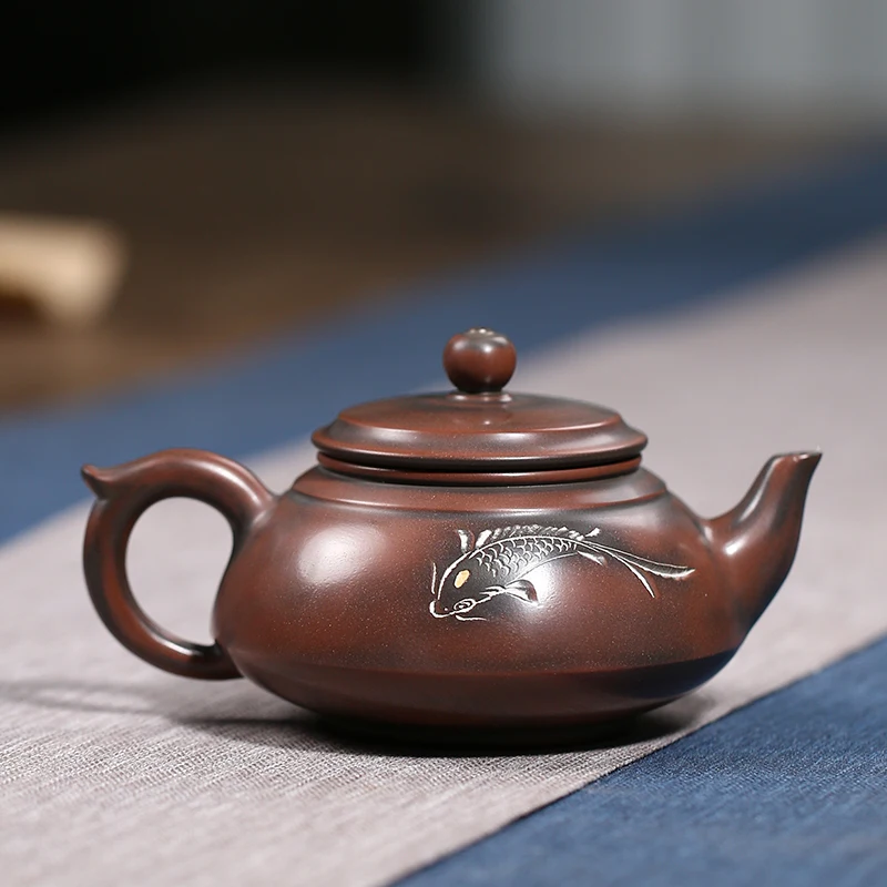 

200ML Qinzhou Nixing Pottery Pure Handmade Purple Clay Teapot Kung Fu Tea Ceremony Tea Infuser Chinese Vintage Boutique Set Pot