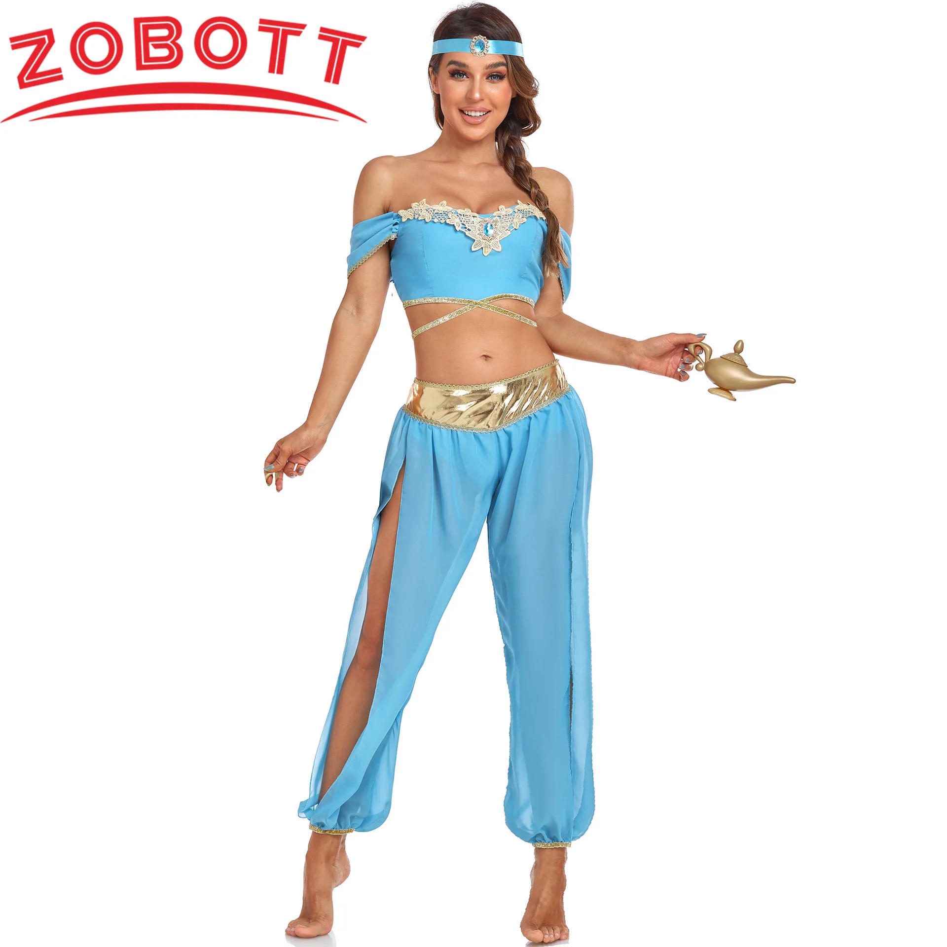 Женский костюм Жасмин для косплея со штанами из полиэстера карнавальных