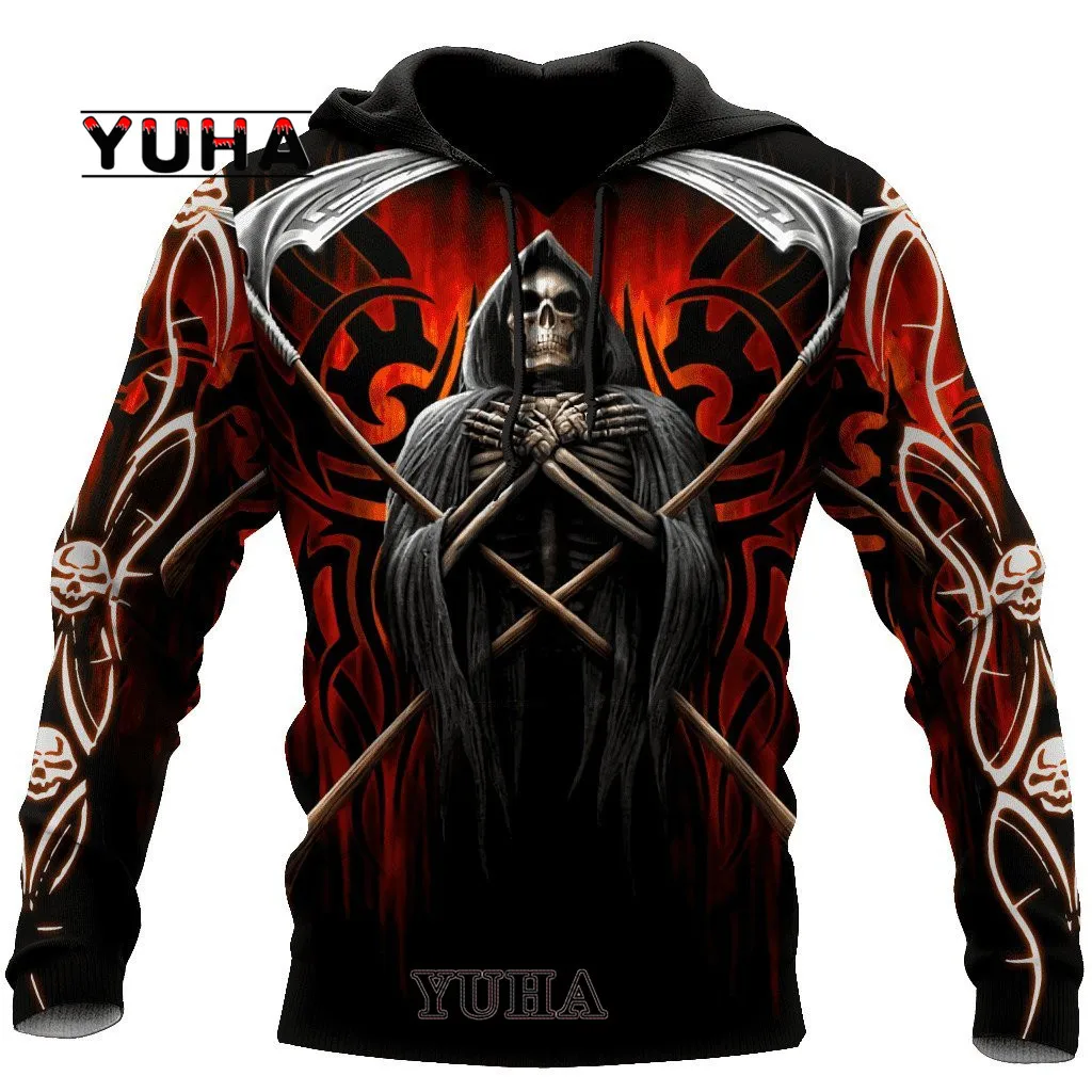 

Luxury hooded Sweatshirt for both men and women, with beautiful 3D skull tattoo print, men's hooded Sweatshirt, sweater, casual