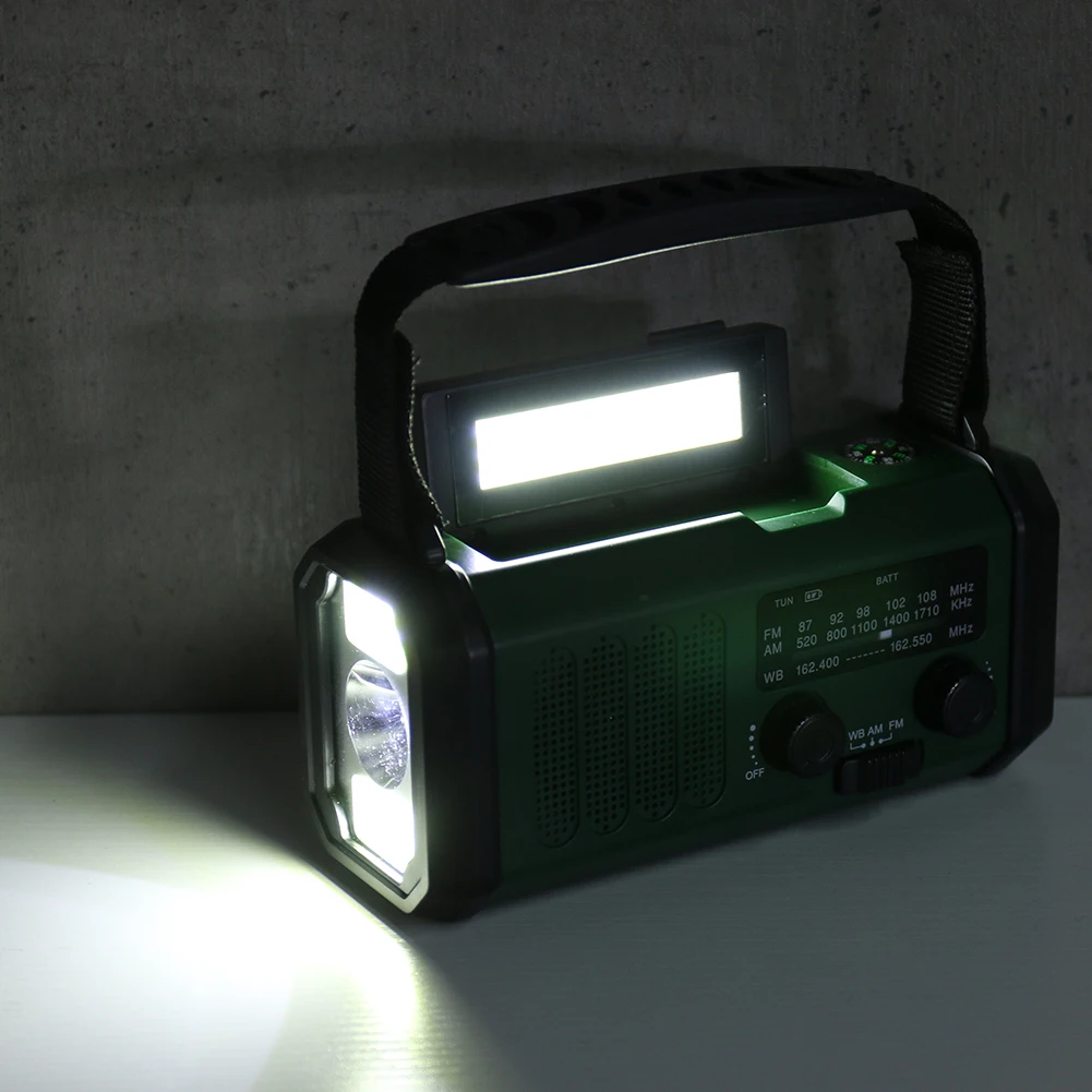 

LED Emergency Weather Radio AM/FM/WB 10000mAh Hand Crank Radio Flashlight Reading Lamp Emergency Radio Handcrank Solar SOS Alarm