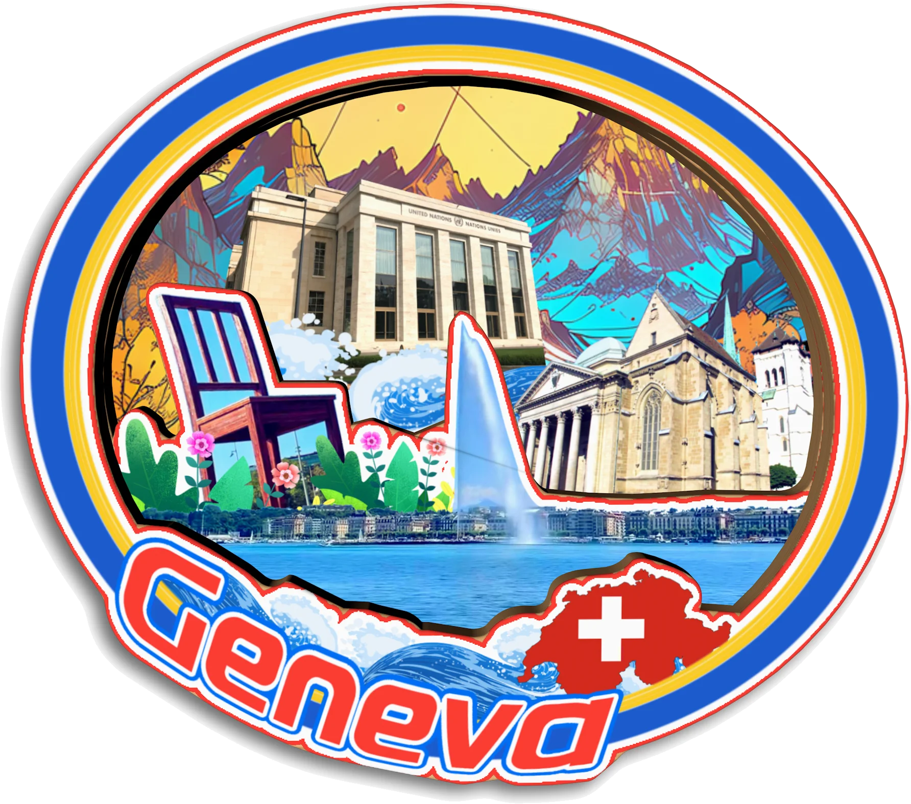 Фото Locarno Brienz Engelberg Thun Bellinzona Zurich Женева SWITZERLAND Магнит на холодильник Путешествия Сувенир Подарок №2