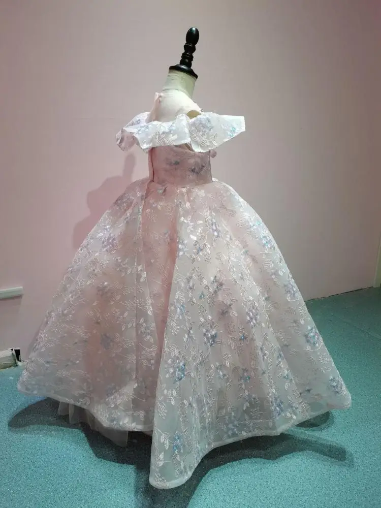 Платье с цветочной вышивкой для девочек детские свадебные платья детское платье