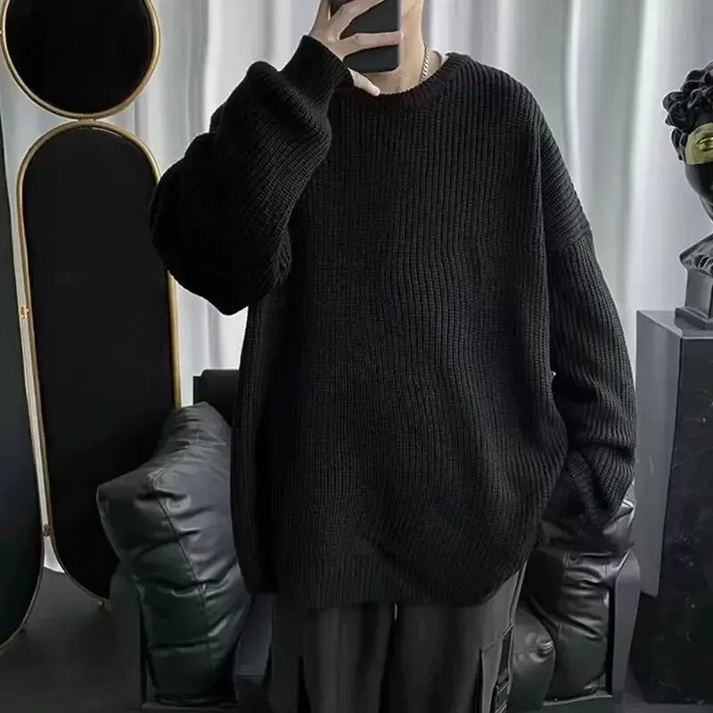Модный свободный свитер с длинным рукавом для мужчин Повседневный пуловер