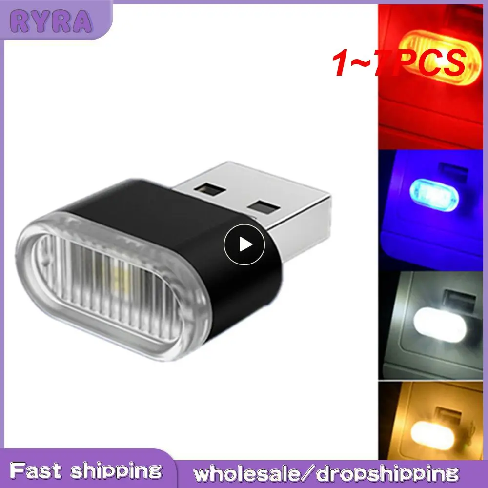 

1~7PCS Mini USB Light LED USB Night Light Modeling Car Ambient Light Neon Interior Light Car Jewelry (5 kinds of light colors)