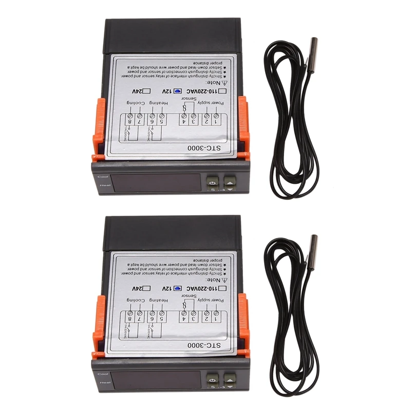 

2X Stc-3000 12V LED Digital Temperature Controller Thermostat Control Heating Cooling Sensor Humidity Meter