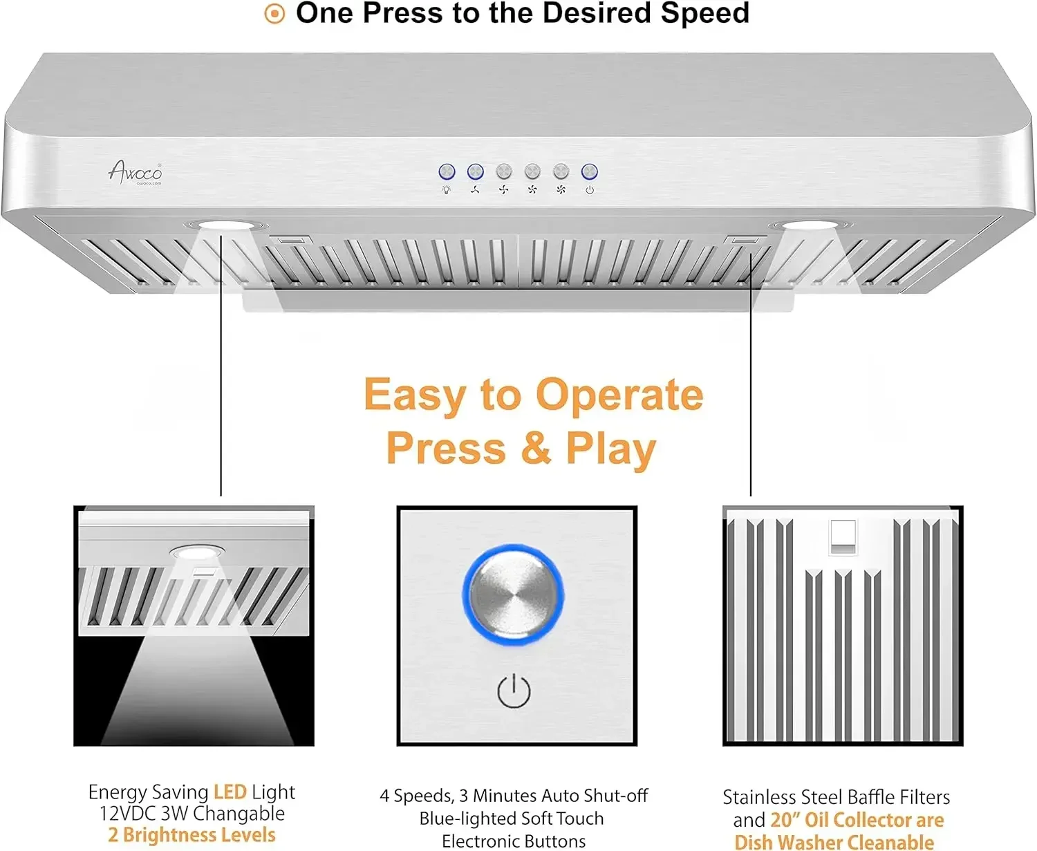 Awoco RH-R06-30 Прямоугольное вентиляционное отверстие из нержавеющей стали высотой 6