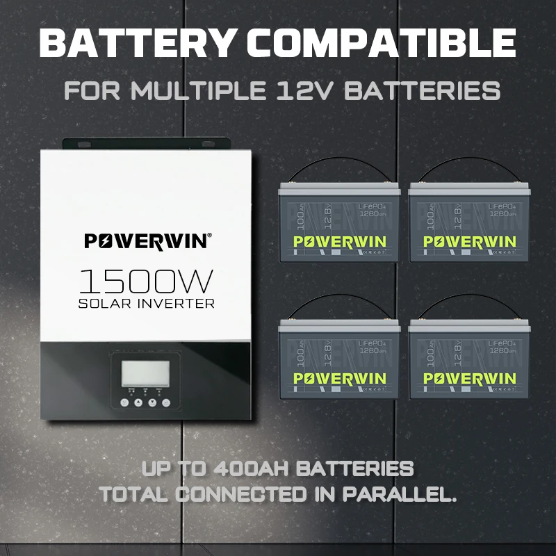 Гибридный солнечный инвертор POWERWIN BT100 LifePO4 12 В 2400 Ач/Втч HI3000 Вт 24 чистая