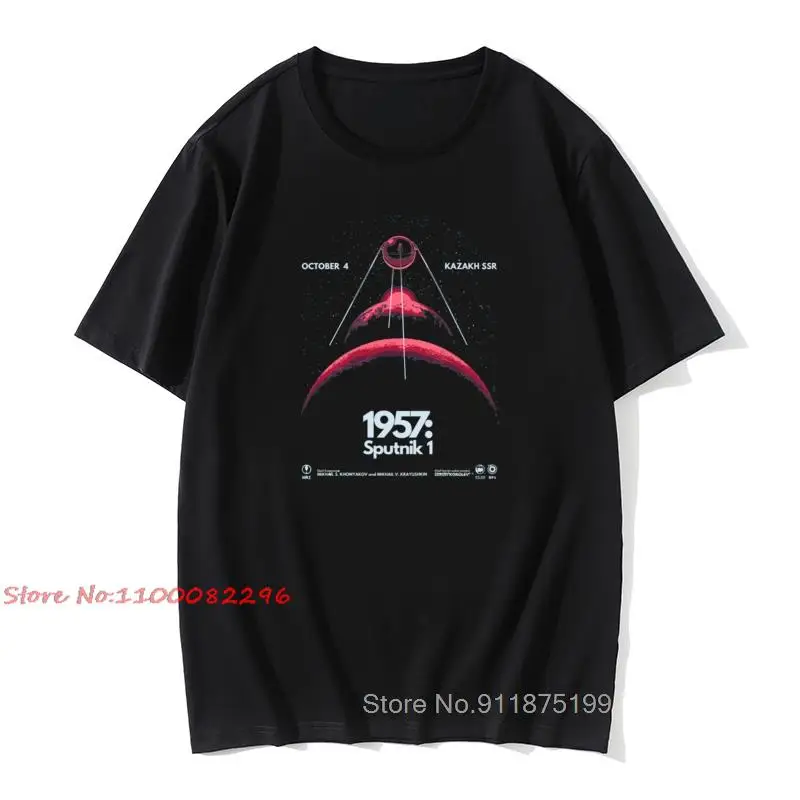 

Soviet Sputnik Artificial Satellite Space T Shirts Father Tee Shirts 2021 Newest 100% Cotton Fabric Men Top T-shirts Customized