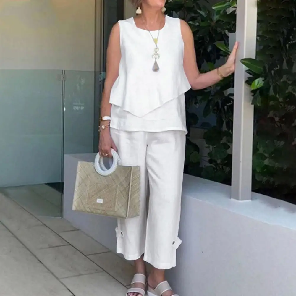 

Anti-pilling 2 Pcs/Set High Quality Wide Leg Women Outfit Set Two Pieces Women Outfit Set Simple Daily Clothes