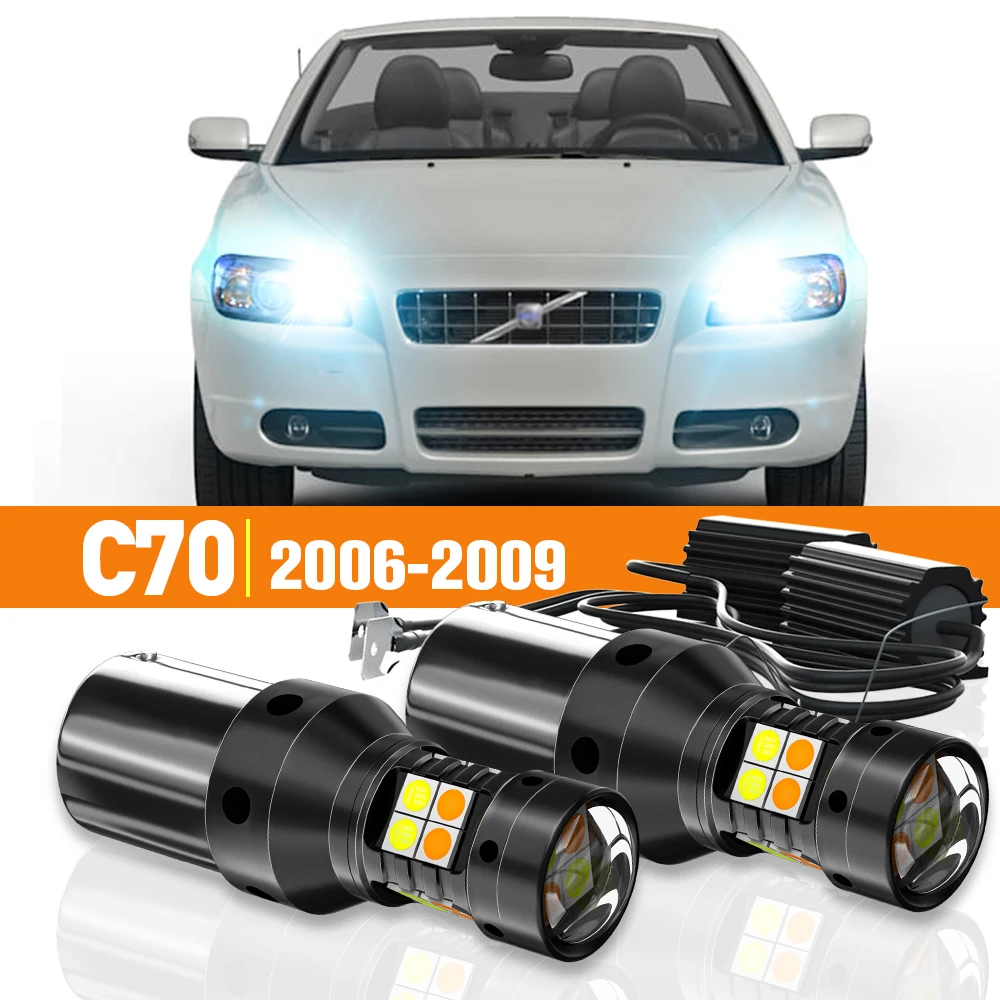 

2pcs LED Dual Mode Turn Signal+Daytime Running Light DRL For Volvo C70 2006-2009 2007 2008 Accessories Canbus Lamp