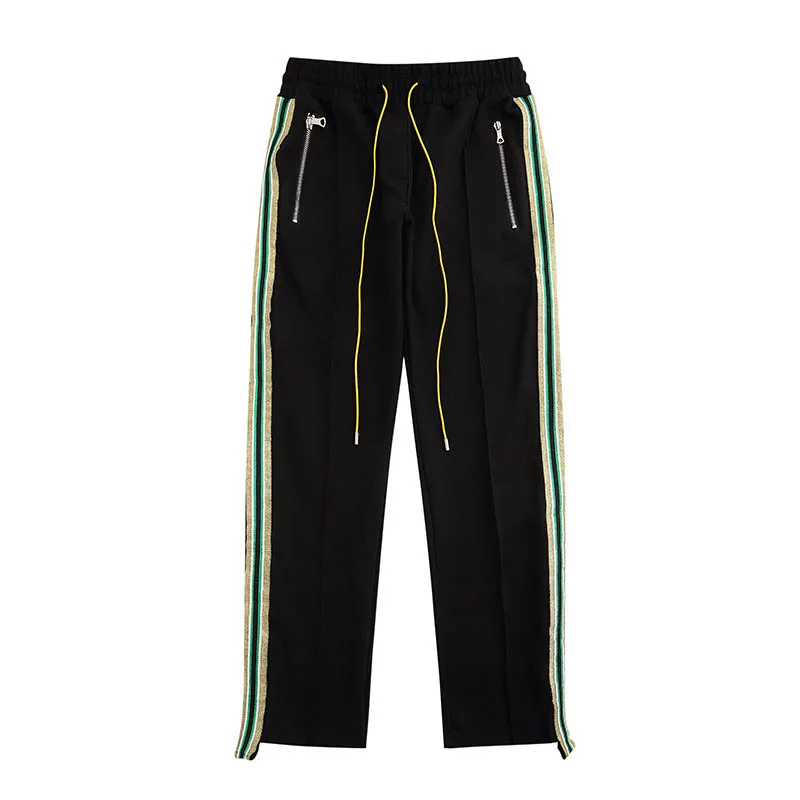 

High Quality Men Women Green Edge Red Edge Trousers Casual Fashion Leggings Hip Hop Streetwear Cargo Pants