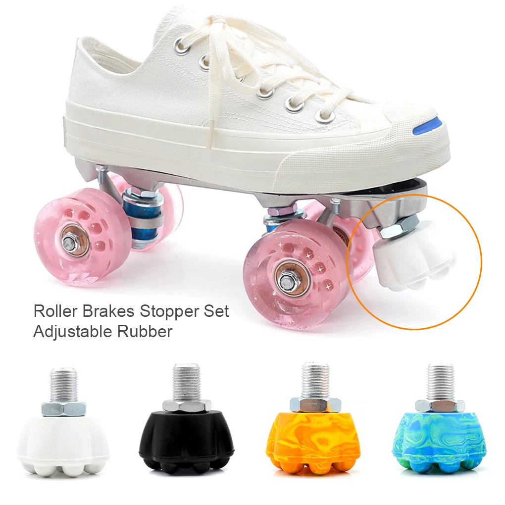 

2 Pieces Skate Toe Stops Roller Brakes Stopper Adjustable Exercise Block Pad Portable Sport Skating Children White