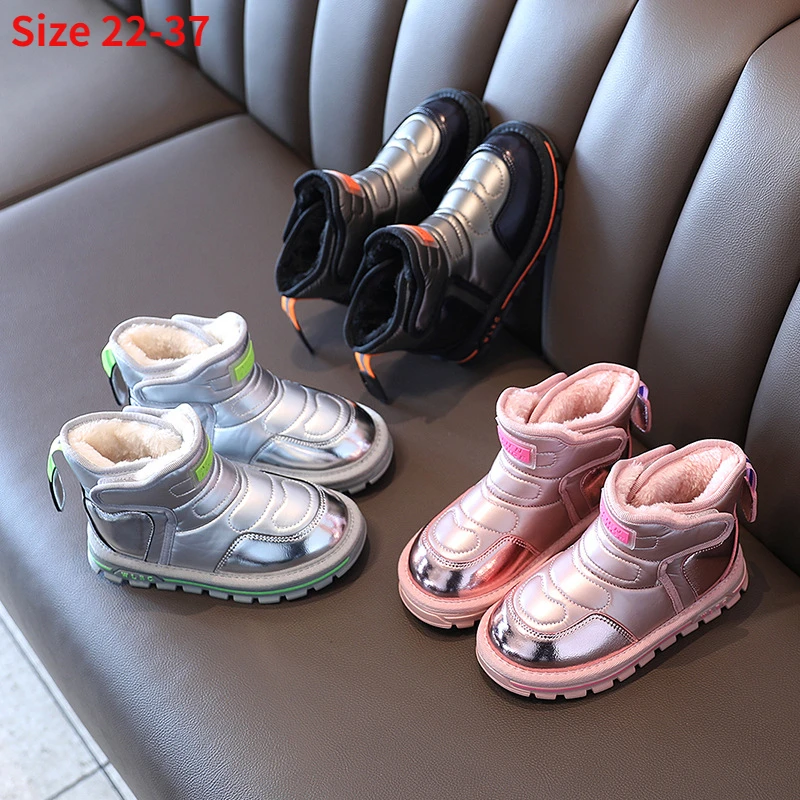 Winter New Childrens Waterproof Snow Boots Korean Version Boys and Girls High Cotton Boots Middle and Large Childrens Warm Shoes