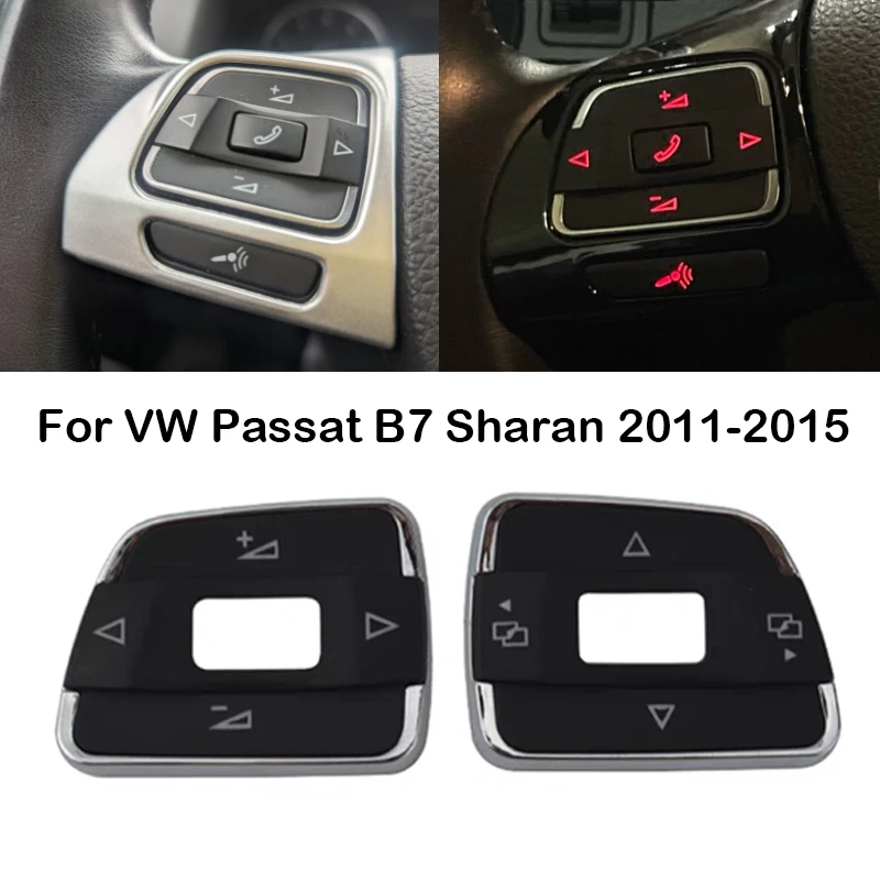 

New 1pcs Multifunctional Steering Wheel Switch Audio Control Button Cover Trim For VW Passat B7 Sharan 2011 2012 2013 2014 2015