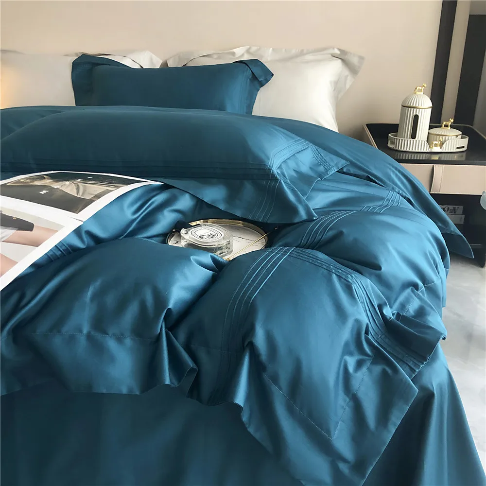 

Simple Embroidery 60 Long-Staple Cotton Four-Piece Set Cotton Cute Princess Style Bedding
