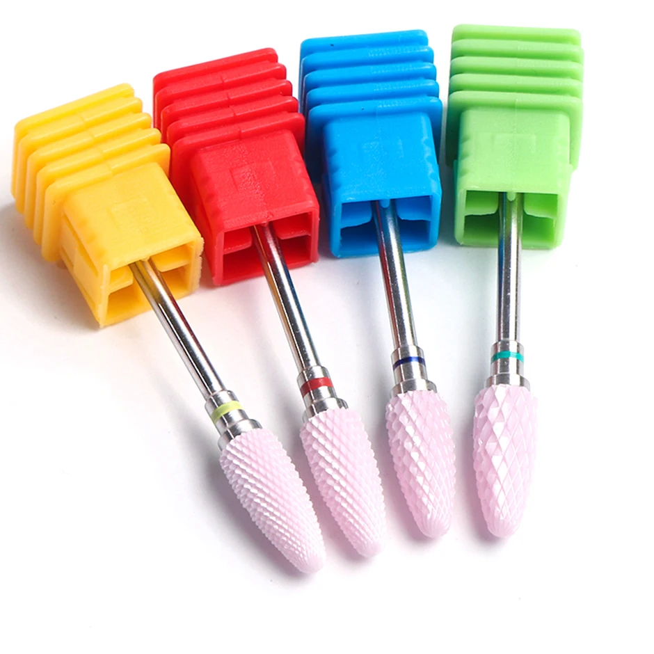 Ceramic Manicure Nail Dril Bits Professional Electric Nail Files Flame Pink Blue Cutter Grinding Bits Mills Accessories CHCS3-21 images - 6