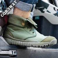 2022 new summer breathable martin worker canvas boots mens british fashion hiking fold casual folding cloth shoes