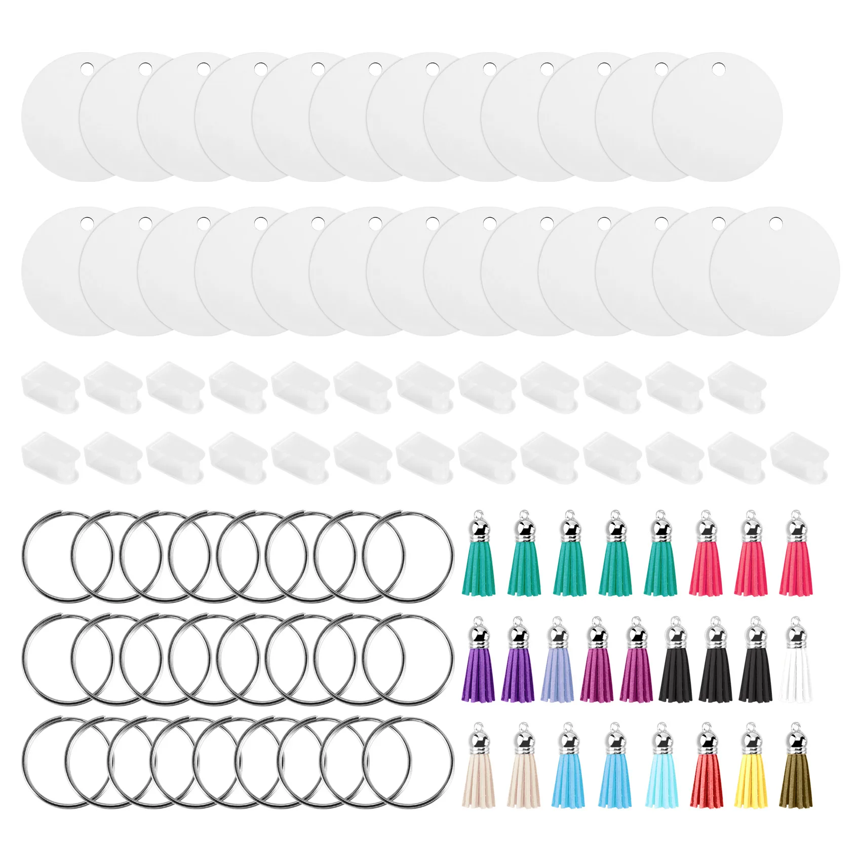 100 шт. сублимационные заготовки для брелоков из МДФ с кольцом ключей двусторонние