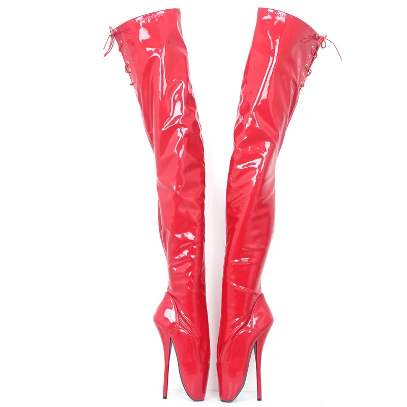

2023 Patent Leather Women Thigh High Boots,Nigh Club Queen Dance Shoes,Men Cross-dress Cosplay Ballet Botas,Fetish Heel,Dropship