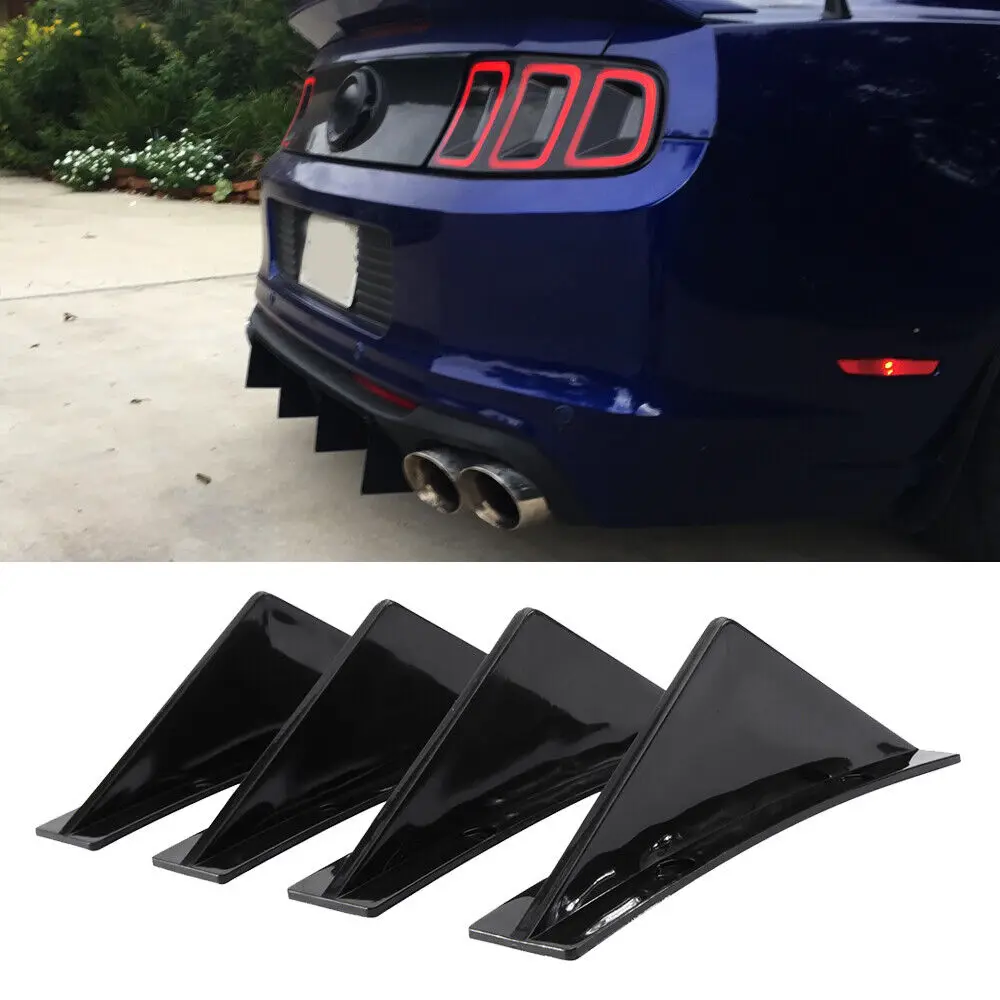 

LAICY For Ford Mustang GT 2005-2021 Car Curved Rear Bumper Diffuser Shark Fins Spoiler Lip Splitter Universal Protector Guard