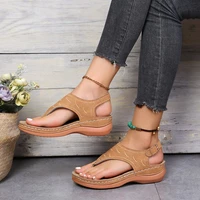 2022 summer women sandals comfort slipsole buckle strap flip flops open toed casual shoes rome wedges sandals sexy ladies shoes