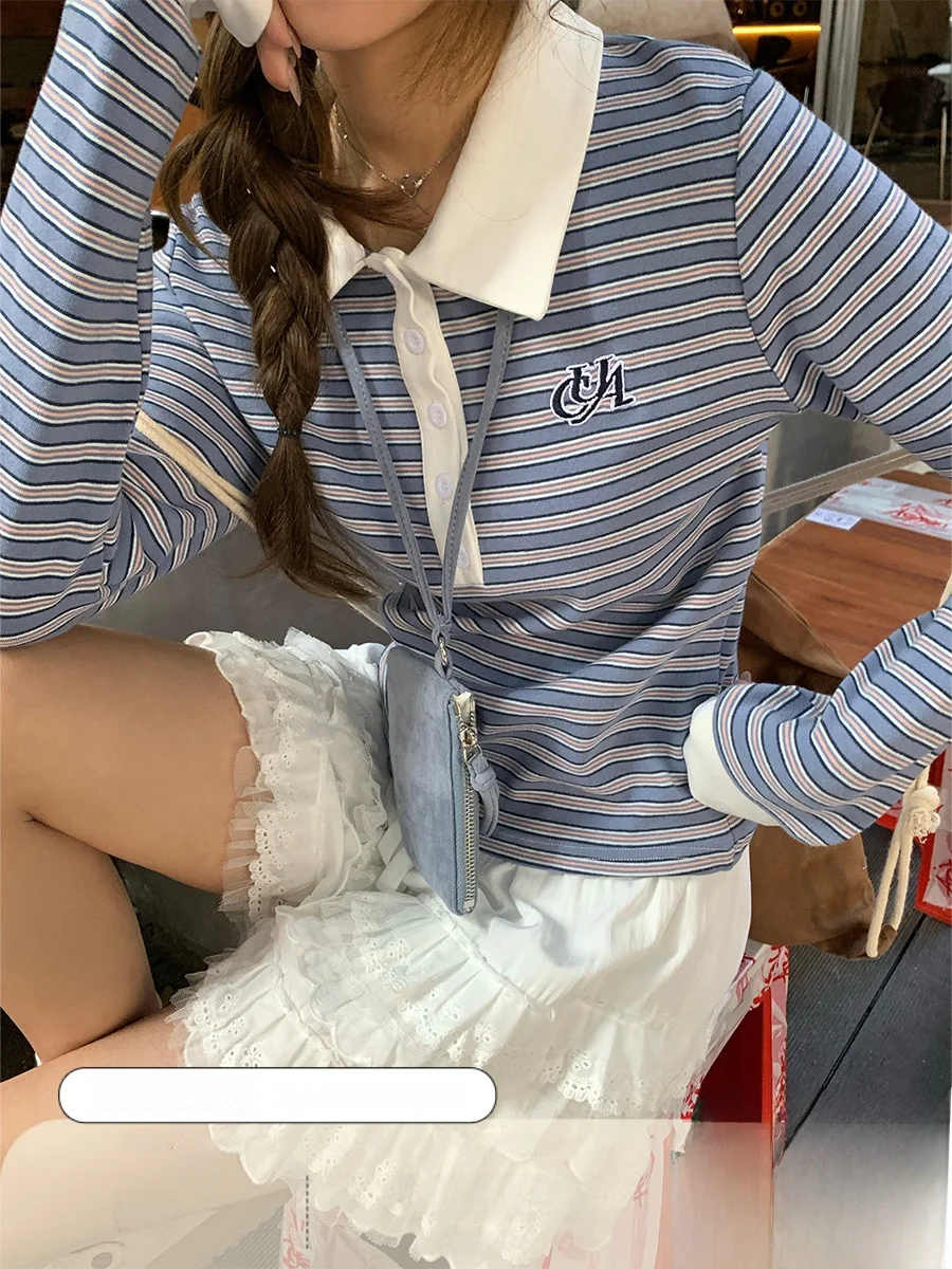 Короткий топ в полоску Cckok соответствующего цвета студенческая гонконгская