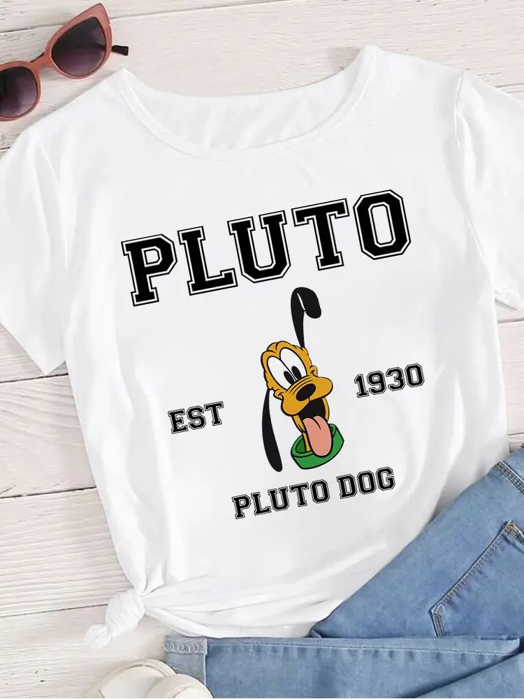 

T-Shirt Women Summer Cartoon Disney Est 1930 Pluto Dog New Funny Tshirt Fashion Popular Loose Short-Sleeved Top