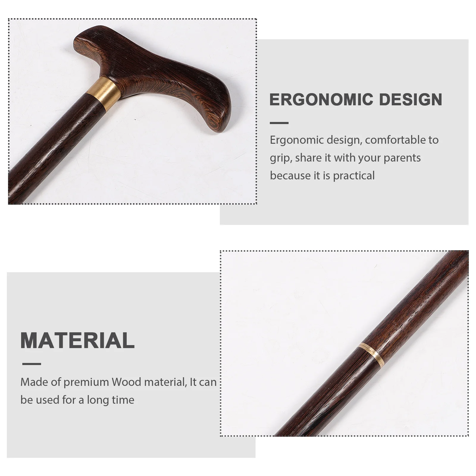 Трость для пожилых людей (трехсекционная рукоятка с куриным крылышком) съемные