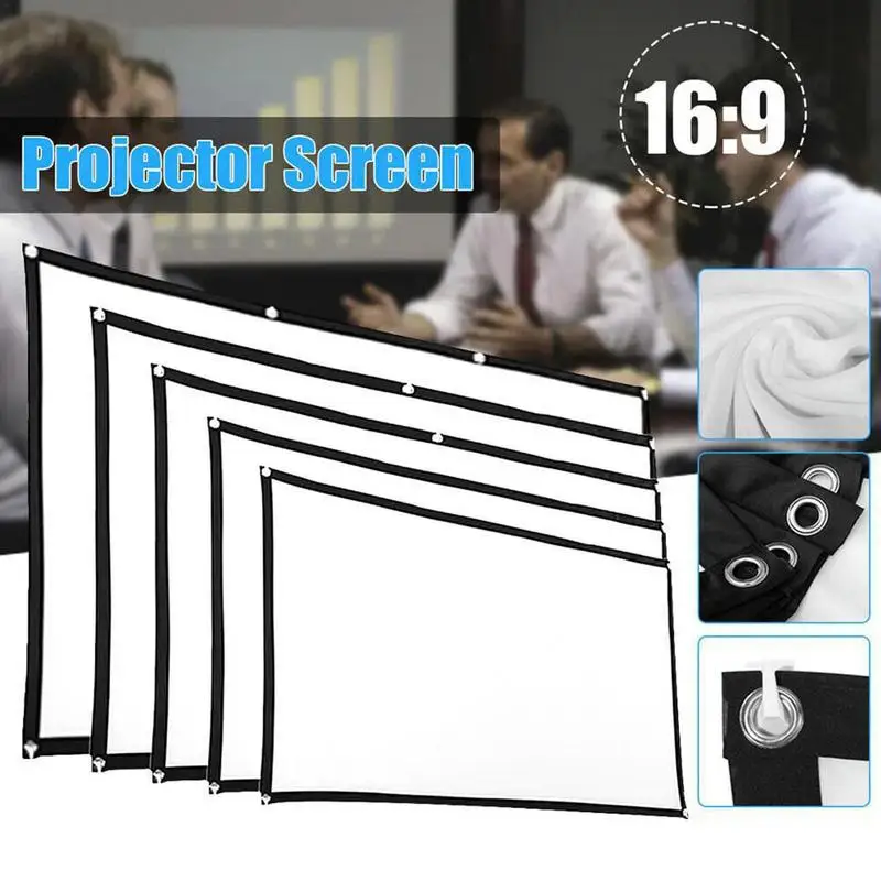 

Projector Screen High-Density White Anti-Crease 60-150 In 3D Portable Foldable Soft Projection Screen 16:9 Indoor Outdoor