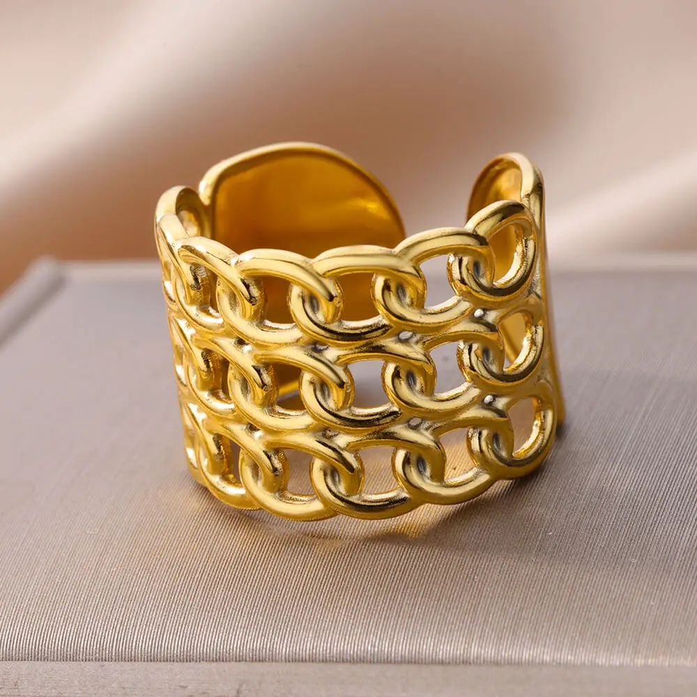 

Stainless Steel Rings Hollow Punk street goth style Gold Color Ring For Women Jewelry Party Friends Gifts 2023 Free shipping