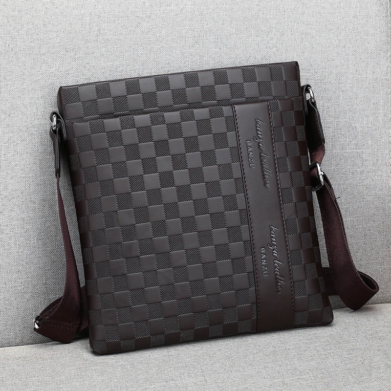 Men's Casual Plaid Bag Luxury Fashion Waterproof Boy Designer Messenger Bags Business 2023 Briefcase Korean Style Shoulder Bag