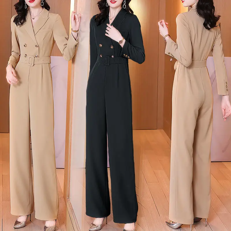 

Rompers Women Jumpsuit Long Sleeve Playsuit Office Wear Wide Leg Jumpsuit Women's with Belt Bodysuit Rompers Spring Autumn J241
