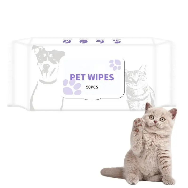 

50 Pcs Pet Wet Wipes Dog Eyes Cleaning Pad Box Organic Dog Grooming Deodorizing Wipes For Paws Body And Bum Paper Accessories