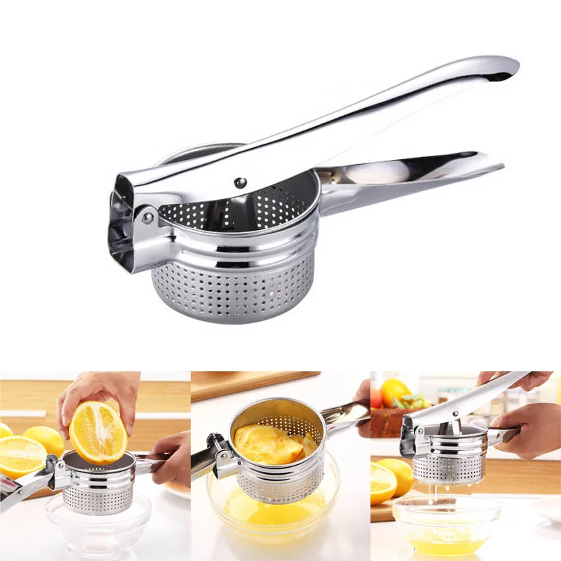 

High Quality Stainless Steel Squeezer Vegetable Stuffing Dehydrator Potato Masher Ricer Fruit Press Juicer Kitchen Supplies