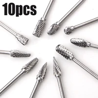 10pcs 14 18 shank tungsten carbide milling cutter rotary tool burr double diamond cut rotary dremel tools electric grinding